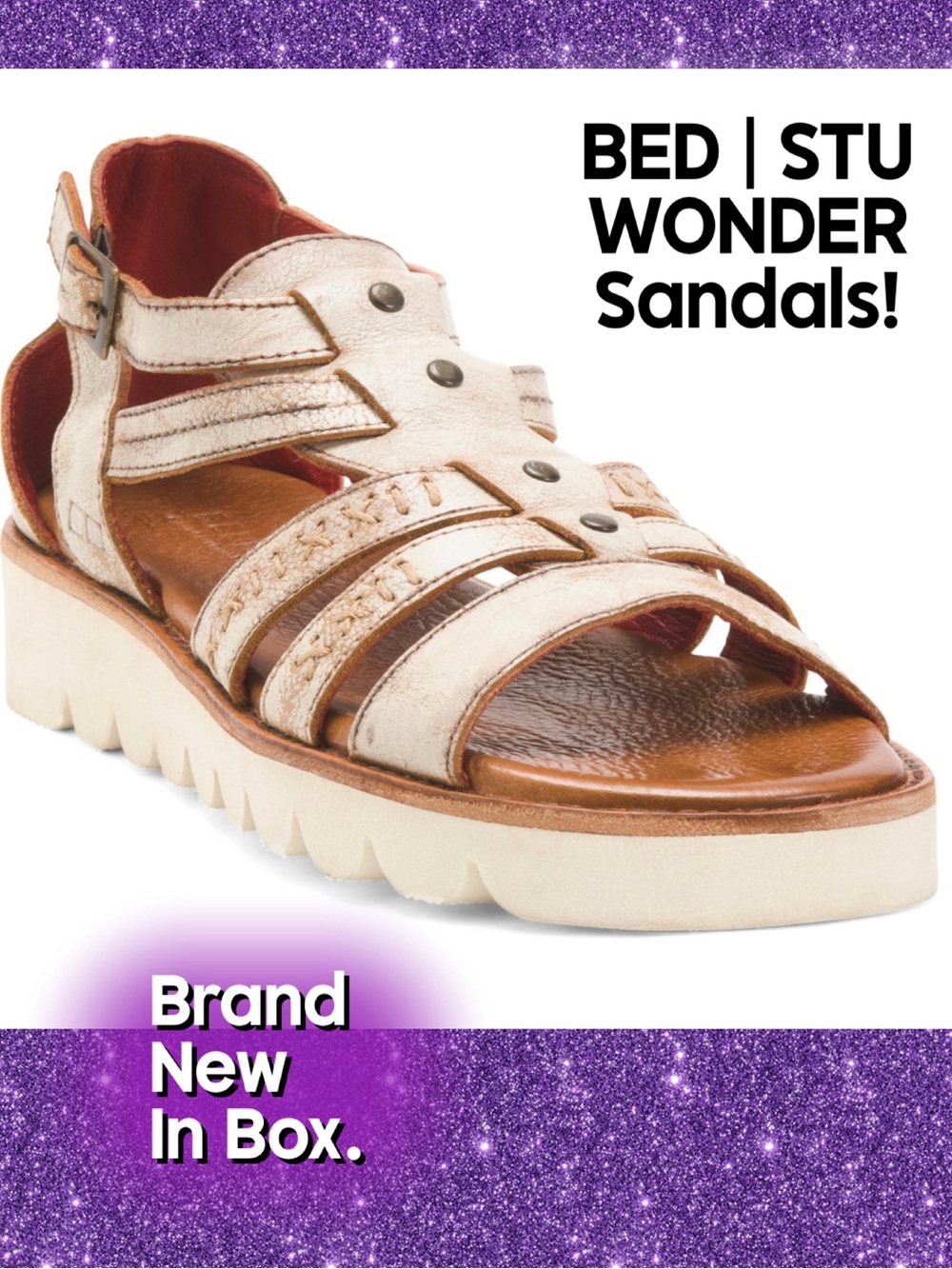 BED STU, Size 9, Wonder Sandals, ,Comfortable, Durable, Designer, NEW in BOX